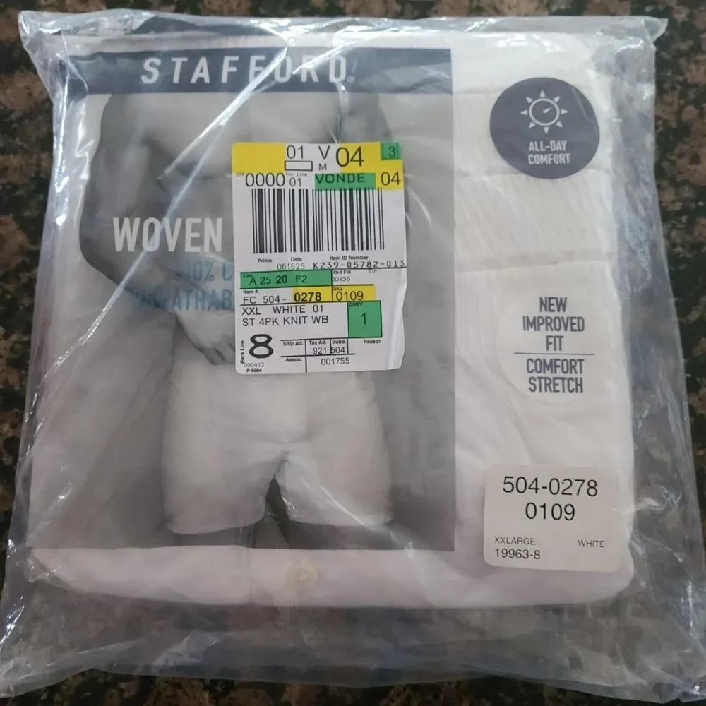 Stafford Men's White Boxers Size XXL Brand New Underwear Lounge